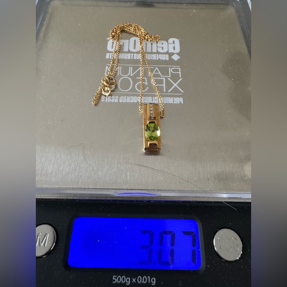 Midas 14K Gold Necklace with Peridot & Diamond Pendant - Picture 11 of 11